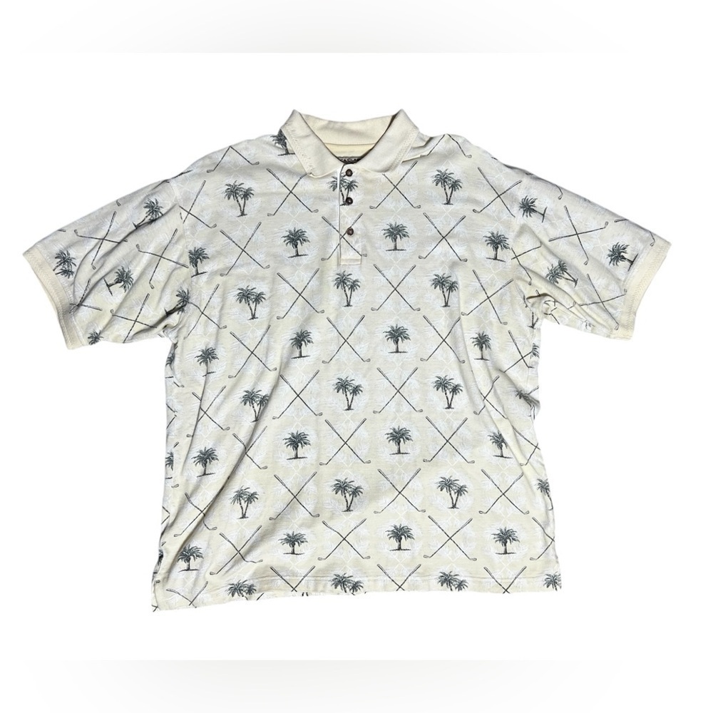Boca Classics Men's Polo Shirt Large Tropical Palm Trees Golf Course Club House